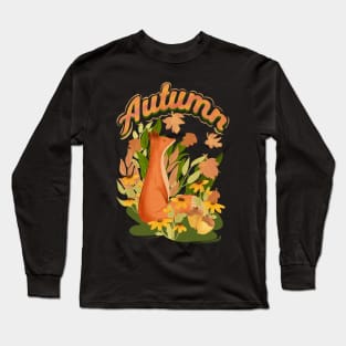 Red Fox And Falling Leaves In The Forest Long Sleeve T-Shirt